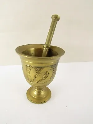 Brass Mortar & Pestle Apothecary Pharmacy Pill Grinder Cocktail Herb Muddler • $24.99