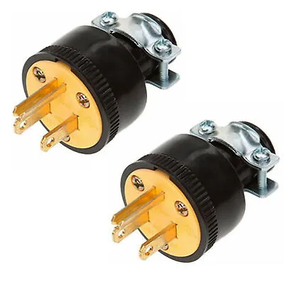 2 Pc 3-Prong Replacement Male Electrical Plug Heavy Duty Extension Cord Grounded • $8.99