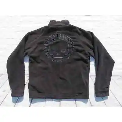 Men Harley Davidson Black Fleece WillieG Embroidered Skull Sweater Jacket Medium • $75