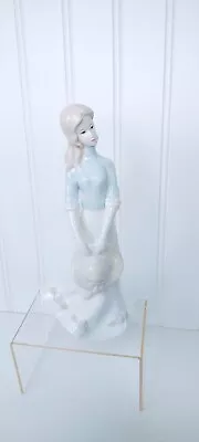 Vintage Porcelain Figurine  Lady With Hat  Lladro Style Figurine  10  Tall • $14