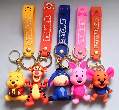 HOT Disney Winnie The Pooh 3D PVC Bags Hanger Pendant Keychains Key Rings • £5.99