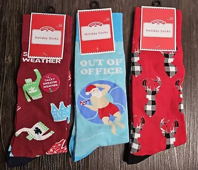 Lot Of 3 Mens Christmas Socks Size 6-12 Holiday Socks New • $24