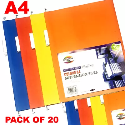 £14.29 • Buy 20x A4 SUSPENSION FILES MIXED COLOUR + TABS/INSERTS HANGING CABINET FILES COLOUR
