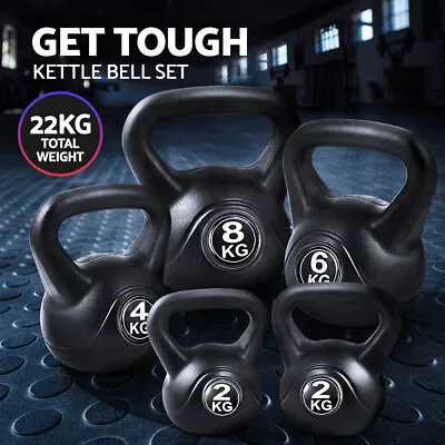Everfit 22kg Kettlebell Set Kettle Bell Bells Kit Weight Fitness Exercise • $62.95