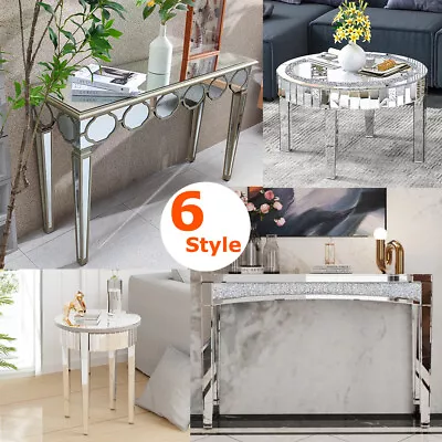 Glamour Sparkly Mirrored Console Table Diamond Coffee Table Living Room Entryway • $179.91