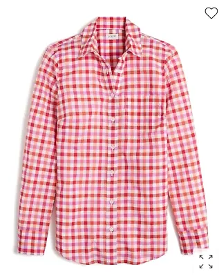 J. Crew Women's BohemianRedWildfire 100% Cotton Signature-Fit Button-Up Shirt 2X • $24.99
