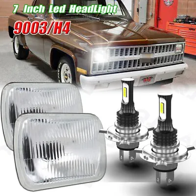 For Chevrolet C10 C20 C30 1981-1986 Pair 7x6  5x7 LED Headlights Hi/Lo Lamps • $123.99