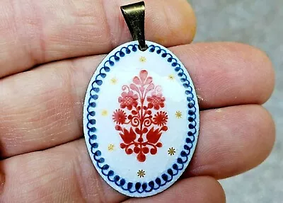 Eva Scherer Necklace Pendant Enamel On Copper Wein Austria Mid Century • $39.95