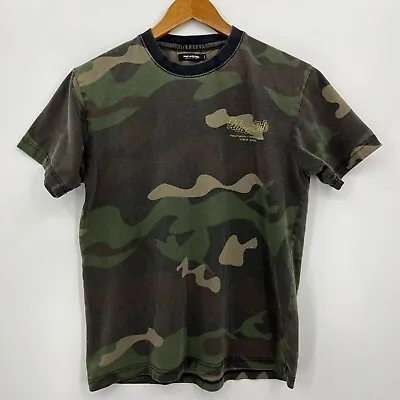 Pink Dolphin T-Shirt Men's S Green Camo Camouflage Logo Short Sleeve Ringer • $13.56