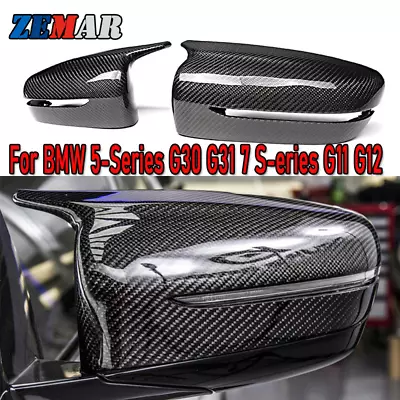 Carbon Fiber Rearview Side Mirror Cover Cap Trim For BMW 5 Series G30 G31 2017+ • $132.95