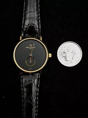 Wrist Watch Lady's Michel Herbelin Gold Leather ETA Swiss 11 Jewel France • $429.95
