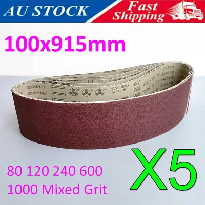 5PCS 100mm X 914mm 915mm Sanding Linishing Grinding Belt Heavy Duty Cloth Backed • $20.99