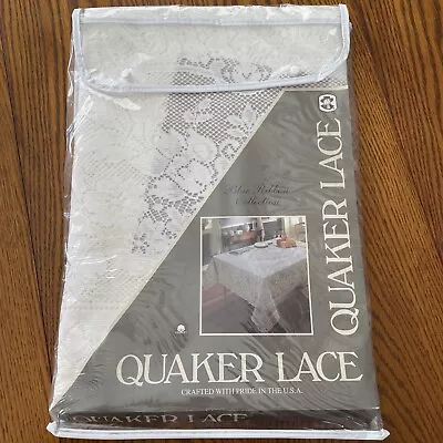 NEW Vtg QUAKER LACE Tablecloth TIFFANY Pattern White Oblong 54 X 70”Wedding USA • $19.99