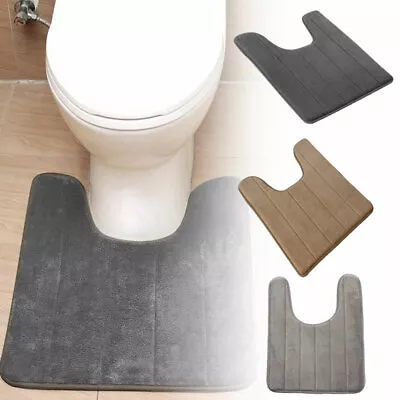 £6.93 • Buy U Shaped Non-Slip Bathroom Pad Rug Home Coral Fleece Bath Pedestal Toilet Mat