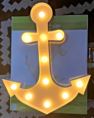 METAL ANCHOR LED SIGN PUB CAFE BAR MAN CAVE WALL ART TIMER LIGHT DECORATION 35cm • £9.99