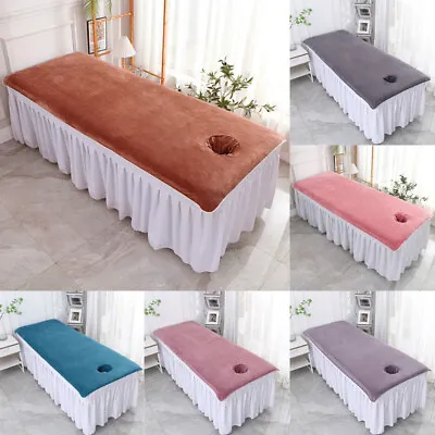 NEW SPA Massage Bed Table Cover Sheet Velvet Beauty Lace Trim Sheet With Hole • $19.99