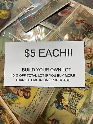 $5 • Buy VICTORIAN TRADE CARD BUILD YOUR OWN LOT $5 EACH 10% OFF 2 0R MORE Shipping $3