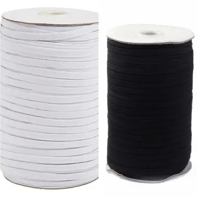 Flat Elastic Cord White/Black Flat Elastic Cord 3/5/6/8/10/12 /14mm Sewing Masks • £3.94