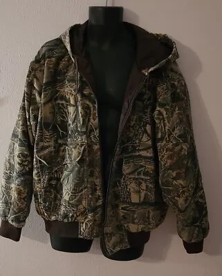 Cabelas Mens XL Canvas Camo Jacket Seclusion 3D Quilted Insulated Huntin BAD ZIP • $35