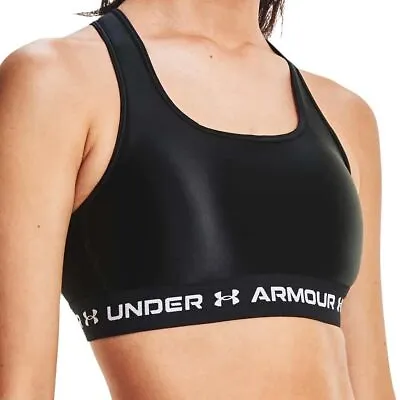 Under Armour Bra Sports UA Women's Crossback Matte Shine Ladies Black • £19.99