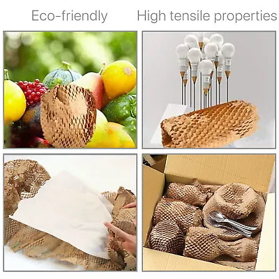 Brown Honeycomb Packaging Kraft Paper Roll Packing Wrapping For Gifts Moving • £14.44