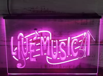 New LED Neon Live Music Sign Light Up Party Band Advertise Mancave 3D Gift Decor • $23.79