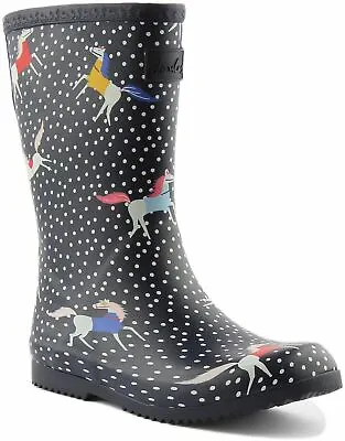 £24.95 • Buy Joules Junior Roll Up Juniors Spotty Welly Boots In Navy White Size UK 8 - 3