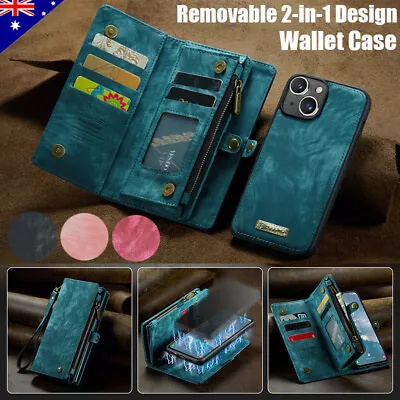 $28.59 • Buy For IPhone 14/13/12/11 Pro Max Plus Magnetic Cover Removable Leather Wallet Case
