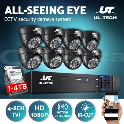 UL-tech CCTV Camera Security System Home 1080P 8CH DVR IP Cameras Day Night Kit • $269.95