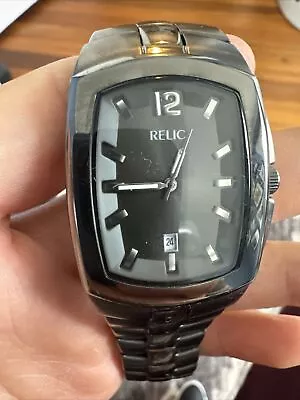 ZR77125 7'' Relic Allen Men's Gunmetal Watch Band 33mm Face Luminous Hands • $25