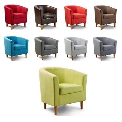 Fabric Tub Chair Colour Range Wooden Legs Armchair Living Room Modern Office • £99.99