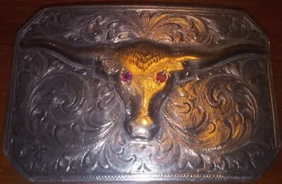Early 1930s John Mccabe Gold And Silver Longhorn Belt Buckle  • $1500