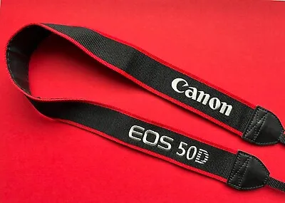 GENUINE! Canon EOS 50D Neck /Shoulder Camera Strap +Eyepiece Cap Black Excellent • £18.98