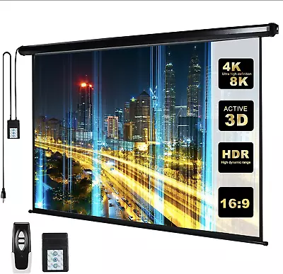 110  Motorized Projector Screen Electric Diagonal Automatic Projection HD Movies • $258.95