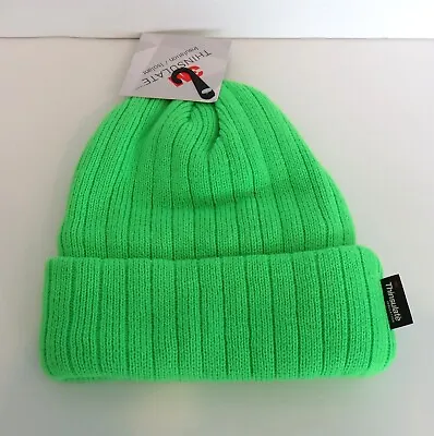 3M Thinsulate Thick Beanie Cuffed Monster Green Fleece Lined Ribbed Cap Hat • $10.95