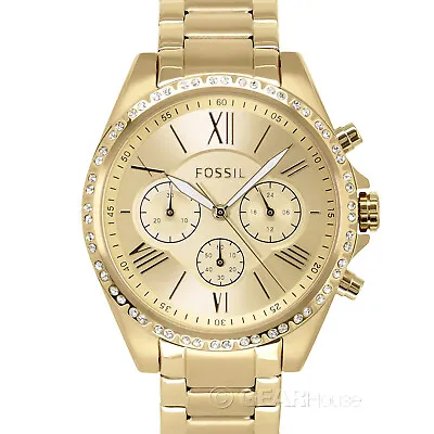 FOSSIL Modern Courier Womens Gold Chronograph Watch Crystals Stainless Steel • $73.37