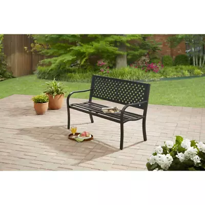 Mainstays Outdoor Durable Steel Bench Patio Furniture- Black • $88.34