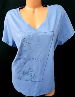 Made For Life Blue Free Spirit Print Women's V Neck Short Sleeve Top 2X • $13.99