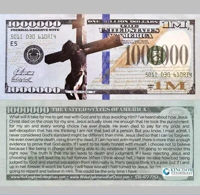 Million Dollar Bill Gospel Tract 100 Pack • $8.99