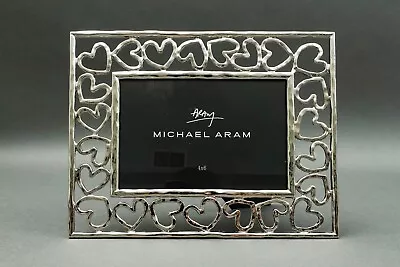 Michael Aram Heart Nickelplate Silver Hammered Metal 4  X 6  Picture Photo Frame • $59.99