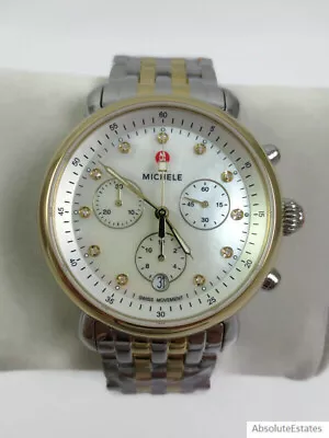 NEW Michele Gold Silver Diamond Two Tone CSX 39 Chronograph Watch MWW03D000047 • $940.49