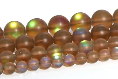 Matte Cocoa Brown Mystic Aura Quartz Beads Round Loose Beads 6/8/10/12MM • $4.19