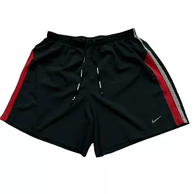Nike Running Shorts Mens Size M Dri-Fit Brief Lined Drawstring 5  Inseam Black • $19.95