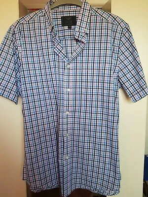 £5 • Buy Mens Atlantic Bay Short Sleeved Check Cotton Mix Shirt Size M 