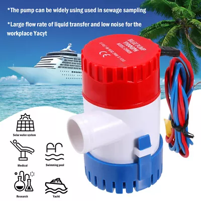 Bilge Water Pump 1100GPH Submersible Replacement For Boat RV Marine Bait Tank  • $13.79