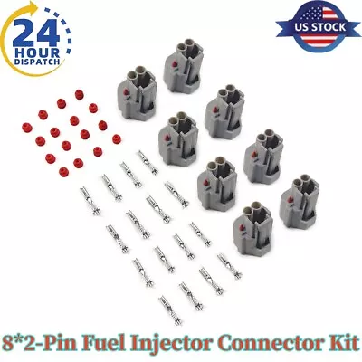 8Packs FOR Nippon Denso 2-Pin Fuel Injector Connector Plug Clip Kit 90980-11153 • $12.80