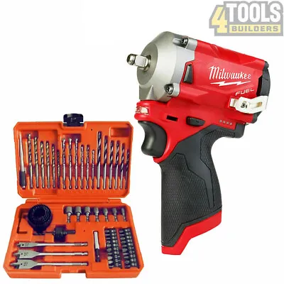£124.11 • Buy Milwaukee M12FIW38 12V FUEL 3/8  Impact Wrench With 56Pc Drill & Screwdriver Set