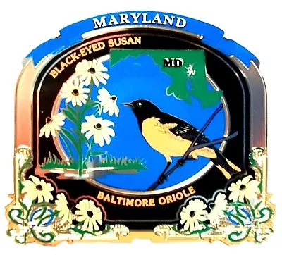 Maryland With Oriole Metal Fridge Magnet • $6.99