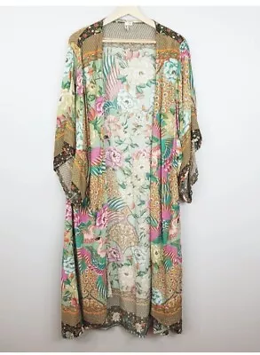 BOHO AUSTRALIA Womens Floral Kimono Robe Duster Jacket Size M/L • $50