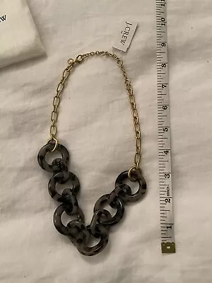 J. Crew Womens Gray Acrylic Tortoise Link Necklace 17” Extends To 19” NWT • $25